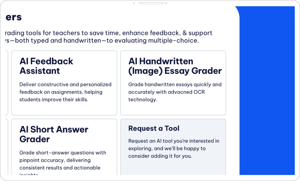 Effective AI grader that supports image grading, papers, projects, interface