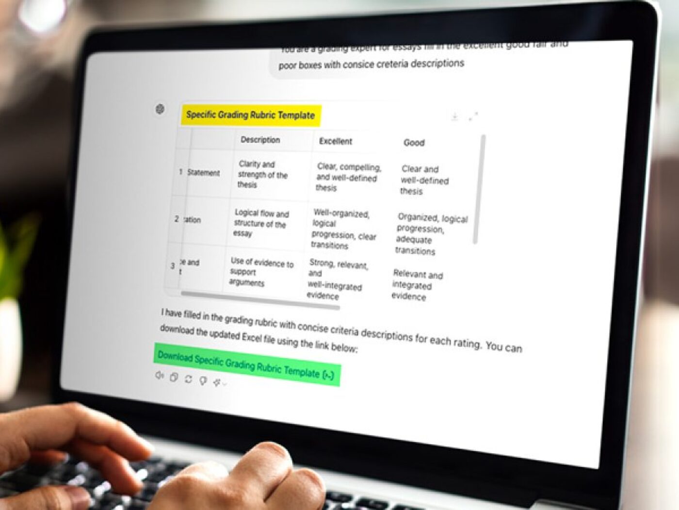 AI Grading rubric creation by Chatgpt. Image by kangaroos ai